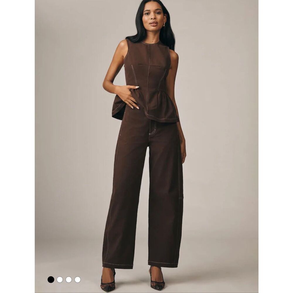 Anthropologie Brown Maeve Curve Puddle Trousers 0